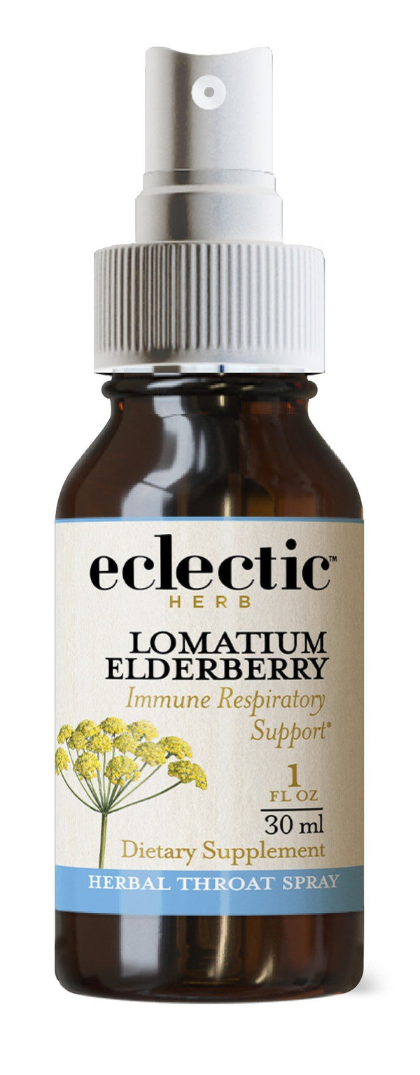 Eclectic Herb Lomatium Elderberry Throat Spray 1 oz Liquid Supply